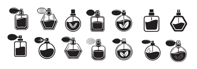 Collection of Stylish Black and White Perfume Bottles