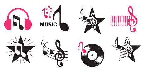 Collection of Stylish Music Related Icons vector