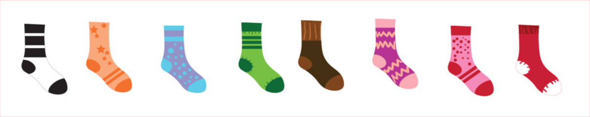 Colored socks set vector