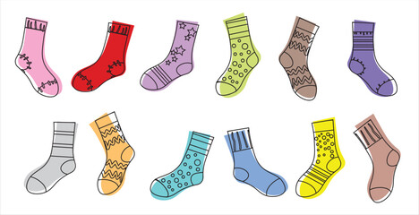 Colorful socks set seamless pattern vector