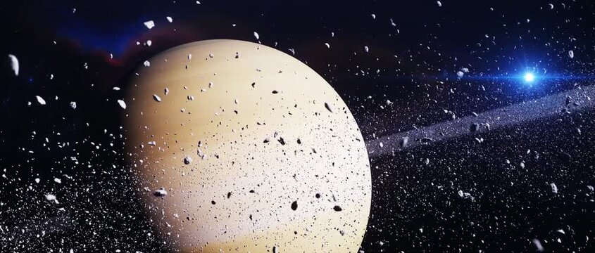 Spectacular saturn with its ring system in the vast expanse of space scene