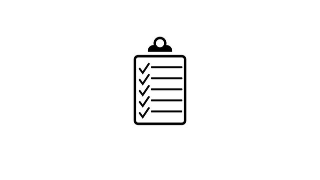 Black Checklist Icon with Checkmarks on White Background document