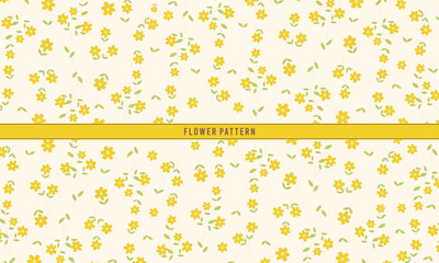 Cheerful Seamless Yellow Flower and Vine Pattern
