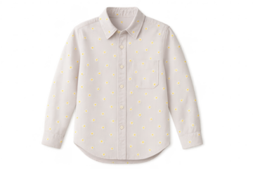 Stylish daisy-patterned shirt, isolated on transparent background for easy use