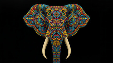 Vibrant elephant art design with mandala patterns