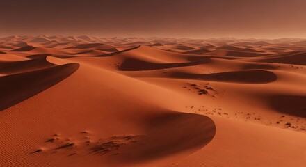 Sunlit Desert Sand Dunes with Warm Shadows