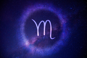Scorpio Astrology on a galaxy background