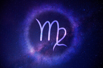 Virgo Astrology on a Galaxy Background