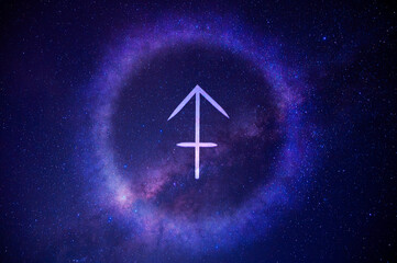 Sagittarius Astrology on Galaxy Background
