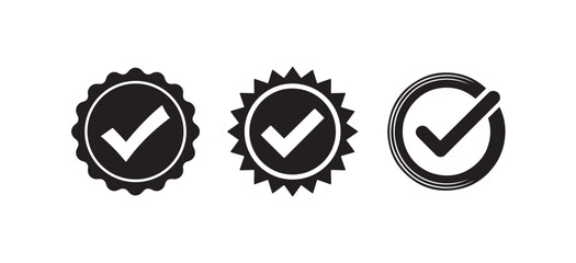 Modern Checkmark Badge Icons ,Approval, Certification Seal & Verified Symbol Vector Set
