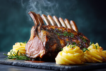 Indulge in succulent rack of lamb roast, a culinary masterpiece promising an unforgettable dining experience perfect for holiday celebrations