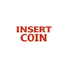 Retro arcade game text insert coin vibrant red