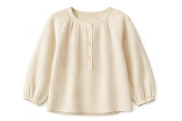 Elegant cream long-sleeved blouse isolated on transparent background for fashion design