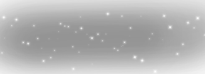 Dreamy white shimmer dust with soft glowing particles, delicate twinkling lights and radiant haze, elegant abstract header overlay for magical festive cards and premium celebration designs