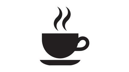 Obraz premium Coffee cup icon with steam simple flat vector glyph isolated on white background for cafe menu or app design