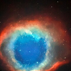 An unforgettable panorama of a constellation in a boundless galaxy through the eye of a telescope. Planetary Nebula Snail or Eye of God in the constellation Aquarius. © Hennadii
