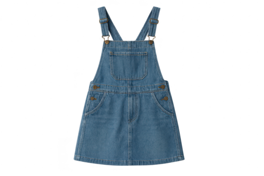 Denim overall dress isolated on a transparent background, studio shot style