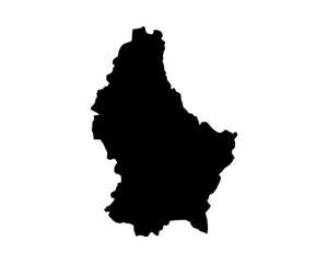 Flat black vector illustration of Luxembourg country map silhouette for cultural, educational, and geographic projects