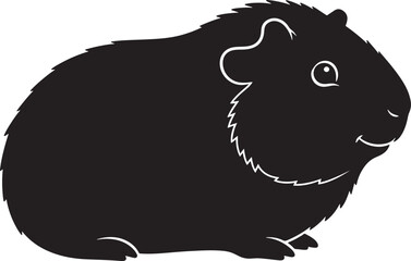 Cute silhouette of a fluffy guinea pig a charming pet companion in a simple black outline