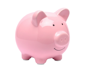 Save money with a cute pink piggy bank, start building your financial future and teach children about savings