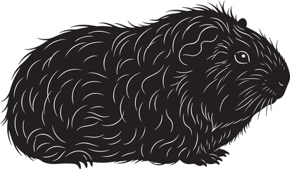 Adorable fluffy black guinea pig pet shown in profile image for animal lovers and pet owners seeking cute rodent representations.