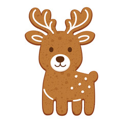 Cute, Delicious Reindeer-Shaped Gingerbread Cookie as a Treat for Christmas