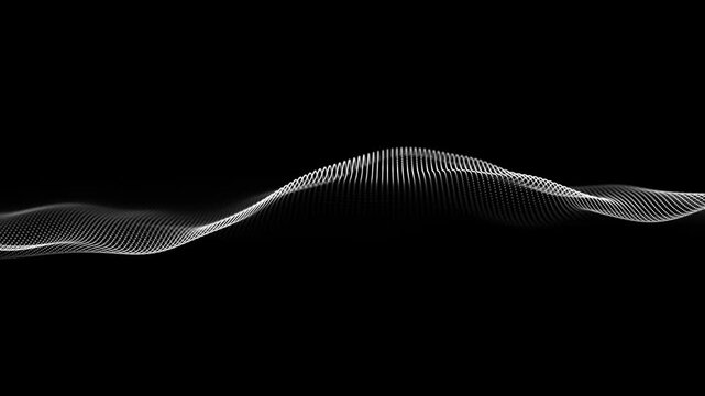 Black wave of particles. Big data visualization. Abstract background with a dynamic wave. 3d rendering.