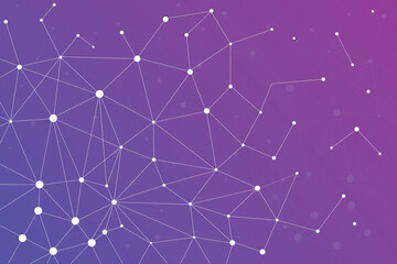 Purple Gradient Technology Network Background with White Nodes