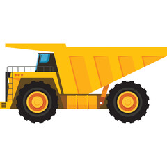 Yellow Mining Dump Truck With Large Tires And Transparent Background For Construction And Industry