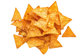 Delicious crispy nachos chips pile snack food appetizer mexican cuisine tasty isolated on transparent background