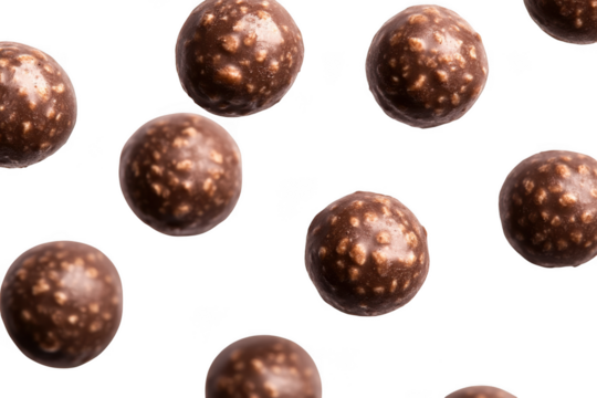 Delicious chocolate malt balls candy sweets treats confectionery dessert snack isolated on transparent background
