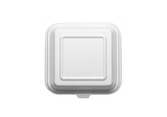 Top view white square clamshell container food packaging mockup delivery box takeout box mockup isolated on transparent background