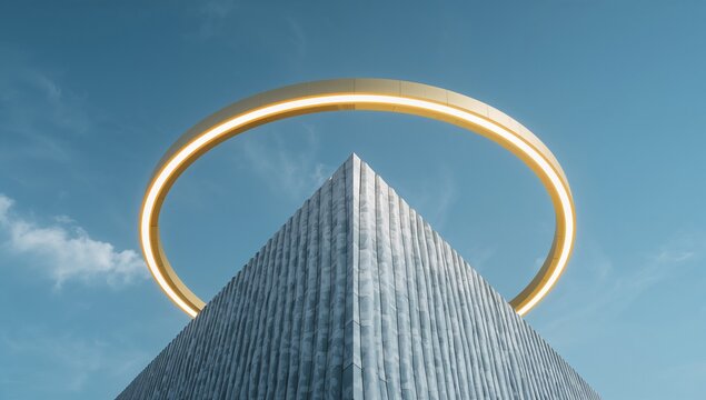 Modern Architecture with Golden Halo Above Sleek Building Design