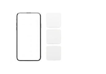 Modern smartphone mockup with app icons ui ux design template blank screen mobile phone display isolated on transparent background