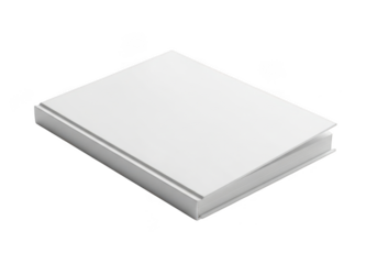 High resolution white book mockup, blank hardcover book, education and reading resource, stock photo, isolated on transparent background