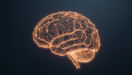 Abstract Digital Representation of a Brain with Neon Light Effects