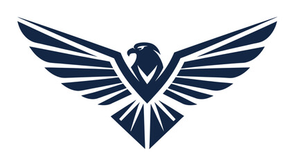 Flat hyper minimal falcon symbol, ultra clean vector logo, sharp geometric shapes, on white background.