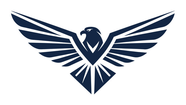 Flat hyper minimal falcon symbol, ultra clean vector logo, sharp geometric shapes, on white background.