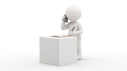 スティックフィギュアが電話で面接を行う様子