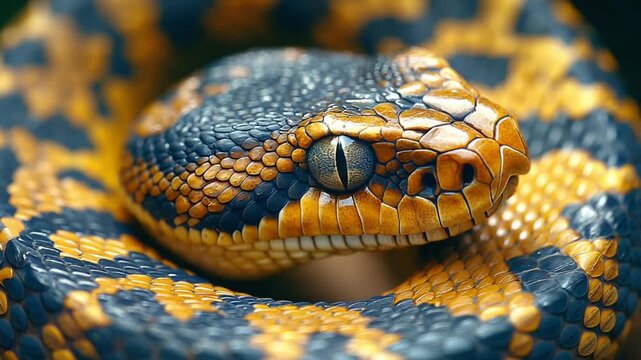 Close-up of a vibrant snake with intricate patterns