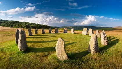 Naklejka premium ancient stones circle summer landscape