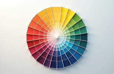 Obraz premium Colorful circular palette fan displays full spectrum. Each segment offers distinct shade for art, design, or paint choice. Aids in visual selection process for creative projects.