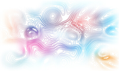 Abstract watercolor texture with swirling lines in vibrant rainbow colors and soft white background