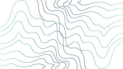 Wavy Contour Lines in Blue and Teal on White Background