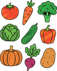 Cartoon Vegetable Icon Grid