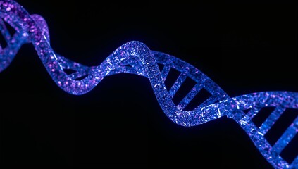 Glowing DNA Helix in Vibrant Colors on Dark Background