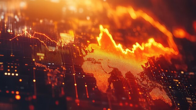 Global economy facing crisis with financial chart decline