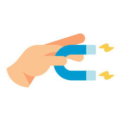 hand holding magnet flat icon