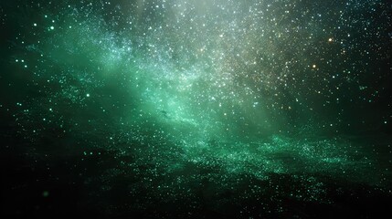 Fototapeta premium Green nebula in deep space with glittering stars