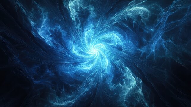 Blue light energy vortex abstract fractal nebula